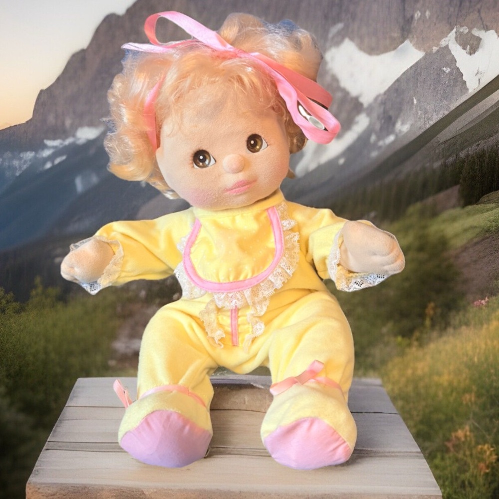 Mattel My Child 15” Doll Brown-eyed Blond Curls Pressed Felt Original Clothes